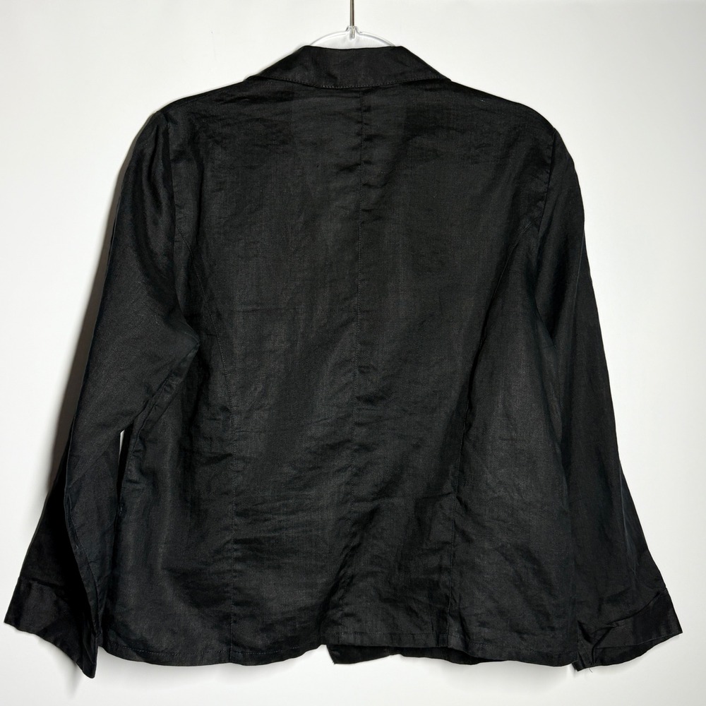 Champsely Couture Black 100% Linen Embroidered Jacket Womens M Floral - Picture 9 of 9